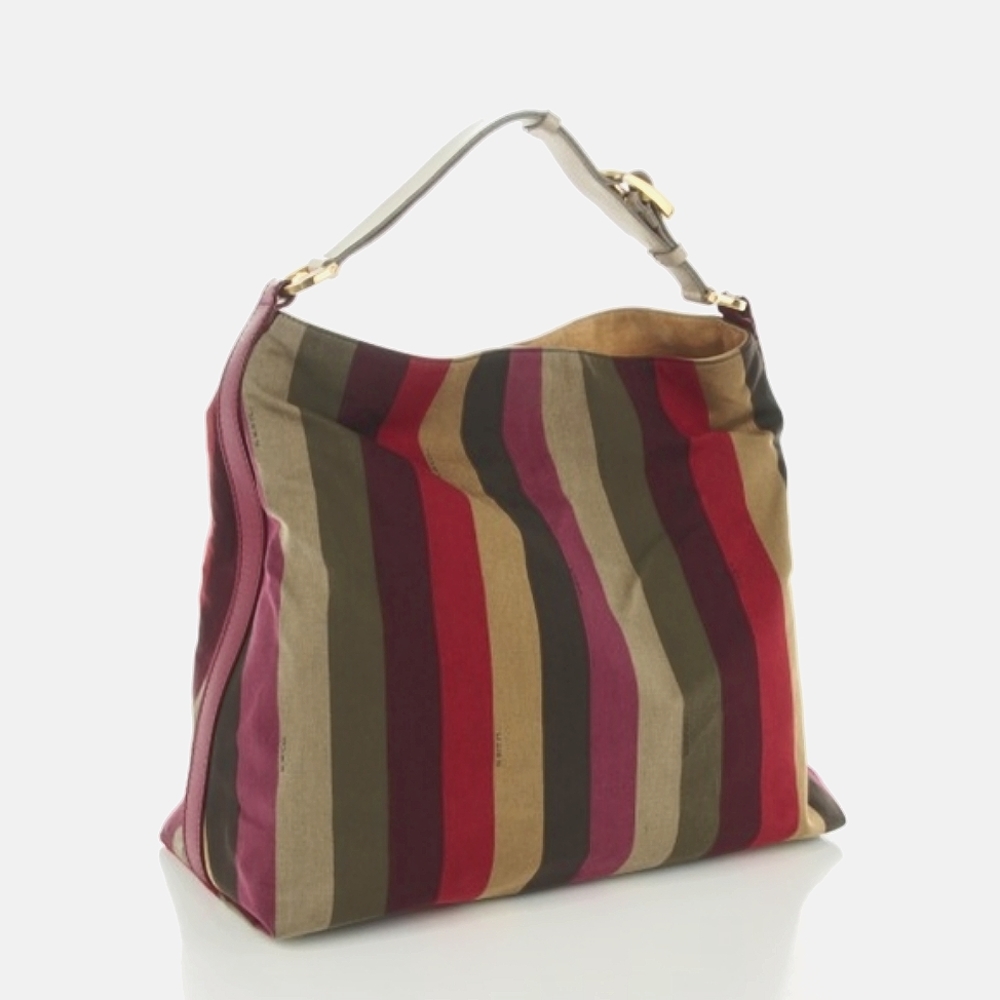 Authentic FENDI Canvas Striped Pequin Hobo in Multicolor - Picture 1 of 6